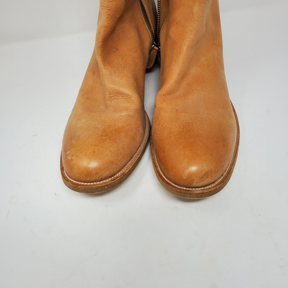 Prada camel tan tall leather half zip boots - Picture 4 of 11